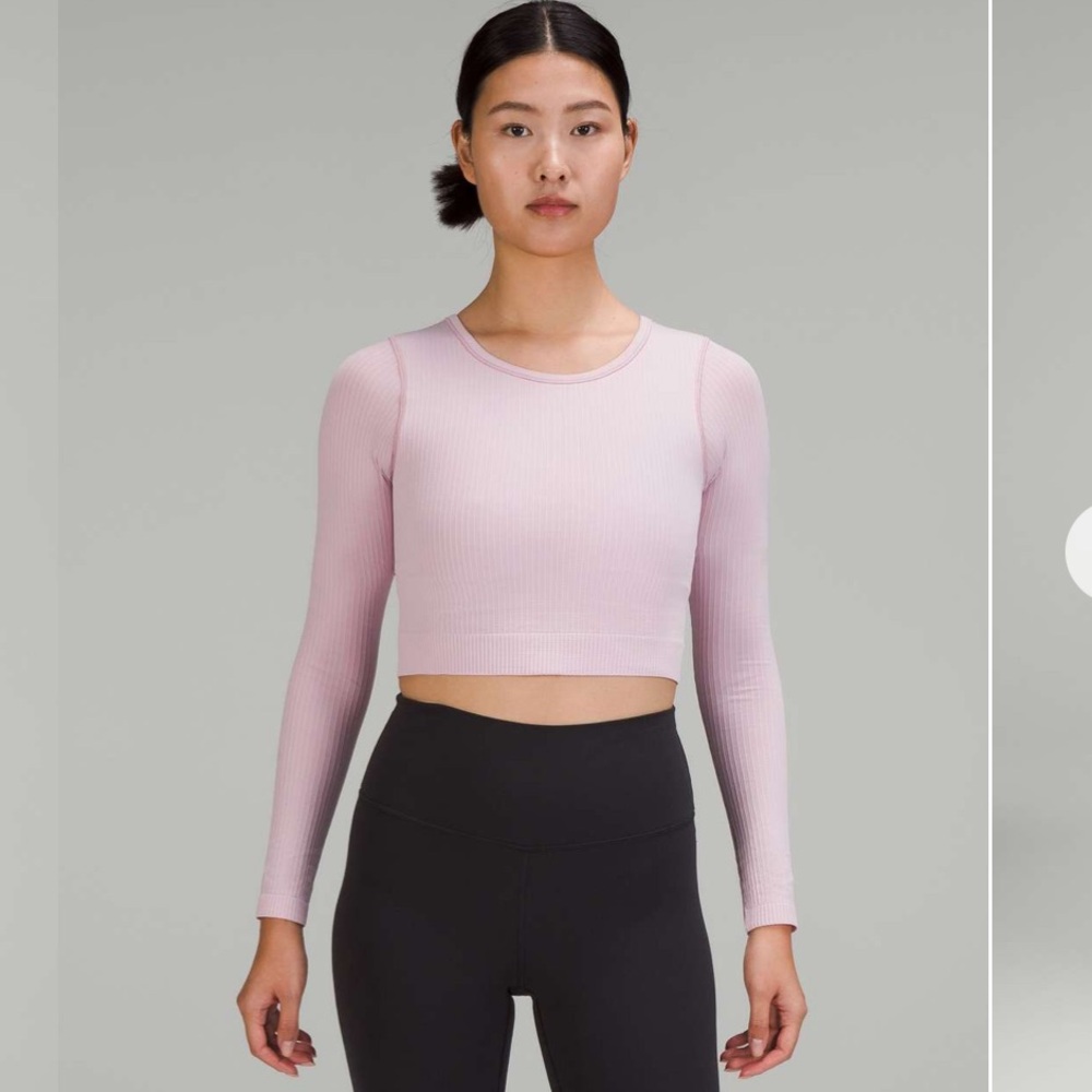EUC Lululemon Ebb to Street Long Sleeve Shirt. Color Pink Peony. Size 8